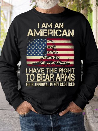 Mens I Am An American Crew Neck Letters Sweatshirt