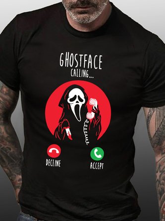 Mens Ghostface Calling Halloween Casual T-Shirt