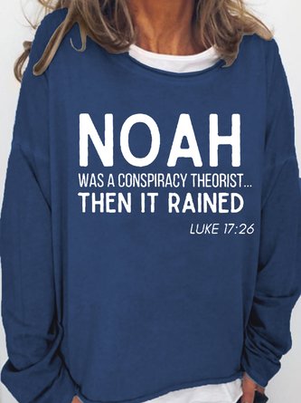 Women Funny Noah Conspiracy Theorist Crew Neck Loose Sweatshirts