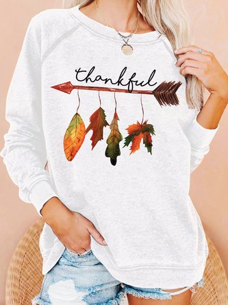 Womens Thankful Arrow Leaves Casual Sweatshirts
