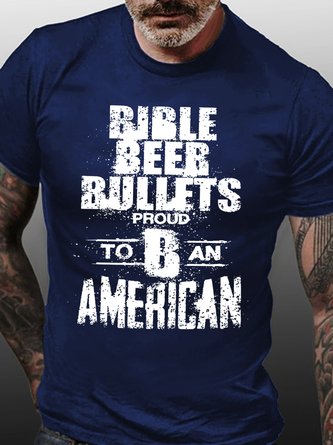 Bible Beer Bullets Proud To Be An American Men's T-Shirt
