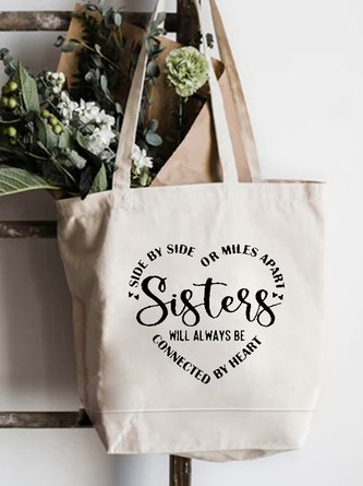 Sister Printed Letter Shopping Tote