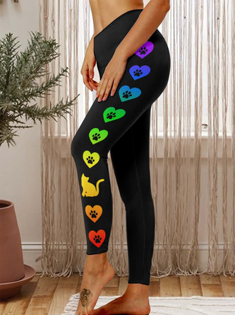 Lilicloth X Paula Cat Paw Love Hearts on Yoga Pants Tummy Control Women's Leggings