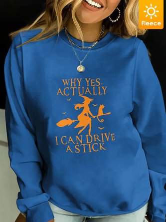 Women Funny Graphic Yes I Can Drive A Stick Loose Fleece Sweatshirts