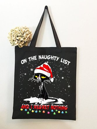 The Naughty Cat Christmas Animal Graphic Shopping Tote