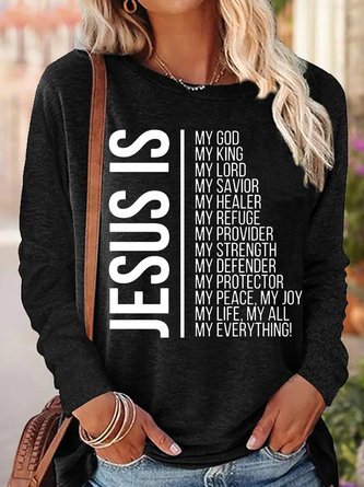 Women's Jesus Is My God Crew Neck Long Sleeve Top