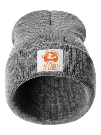 Halloween Witch Yes I Can Drive A Stick Funny Graphic Beanie Hat