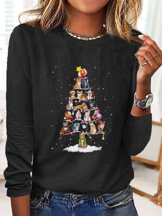 Christmas Tree Printed Casual T-Shirt