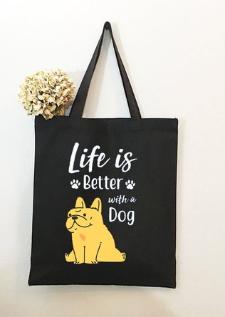 Life Is Better With A Dog Animal Graphic Shopping Tote