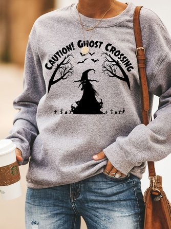 Lilicloth X Jessanjony Caution Ghost Crossing Women's Halloween Sweatshirts