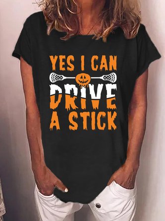 Lilicloth X Jessanjony Yes I Can Drive A Stick Lacrosse Halloween Women's T-Shirt