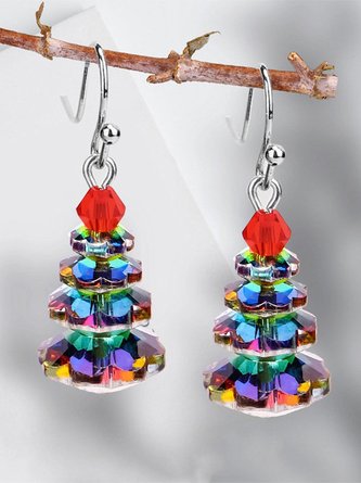 Christmas Colorful Crystal Tree Beaded Party Earrings