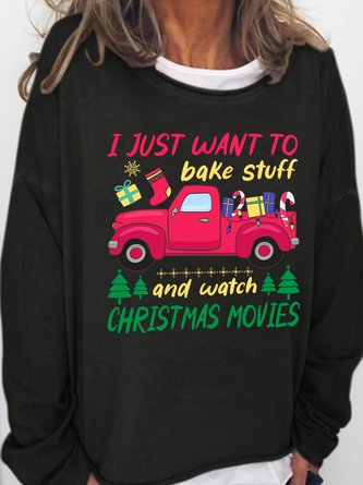 Lilicloth X Jessanjony I Just Want To Bake Stuff And Watch Christmas Moive Women's Christmas Sweatshirts