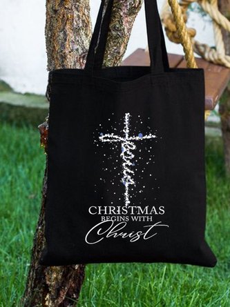 Christmas Begin With Christ Faith Graphic Shopping Tote