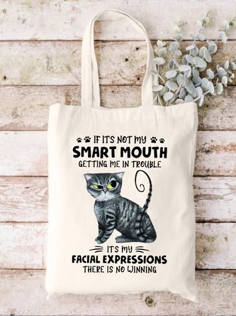 If It's Not My Smart Mouth Getting Me In Trouble Animal Graphic Shopping Tote Bag