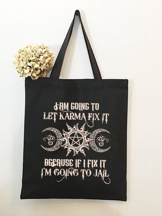 I'm Going To Let Karma Fix It Because If I Fix It I'm Going To Jail Funny Graphic Shopping Tote Bag