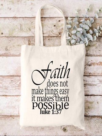 Faith Does Not Make Things Easy It Makes Them Possible Faith Text Lertter Shopping Tote Bag