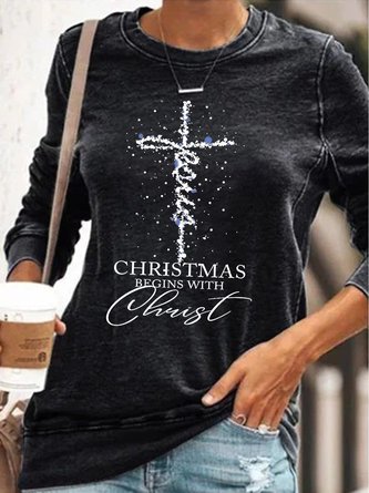 Women's Christmas began with christ Casual Sweatshirt