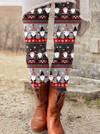 Women's Gnome for the Holidays Snow Print Casual Leggings