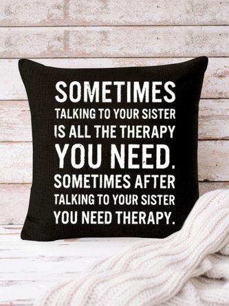 18*18 Funny Sister Letters Backrest Cushion Pillow Covers Decorations For Home