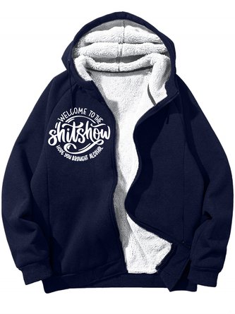 Men's Men's Welcome To The Shitshow Hope You Brought Alcohol Funny Graphic Printing Funny Dog Graphic Printing Hoodie Zip Up Sweatshirt Warm Jacket With Fifties Fleece