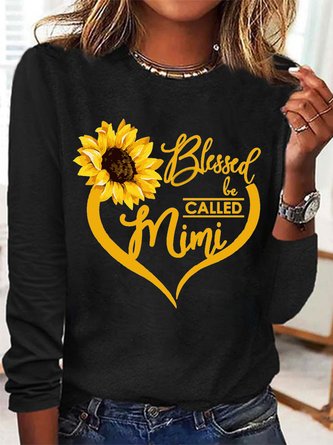 Women's Blessed To Be Called Mimi regular Fit Simple Crew Neck Top