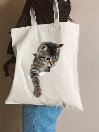 Hidden Cat Animal Graphic Casual Shopping Tote Bag