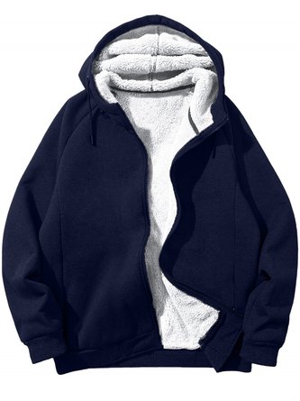 Men's Hoodie Zip Up Sweatshirt Warm Jacket With Fifties Fleece