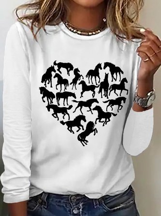 Women‘s Horse Heart Gift For Horse Lover Long Sleeve T-Shirt