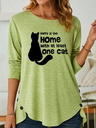 Lilicloth X Y Happy Is The Home With At Least One Cat Women's Long Sleeve T-Shirt