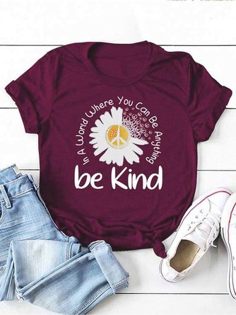 Women's Be Kind Daisy Floral Cotton Blends Casual T-shirt