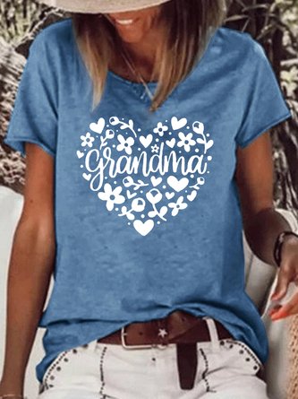 Women's Grandma Heart Casual Cotton-Blend T-Shirt