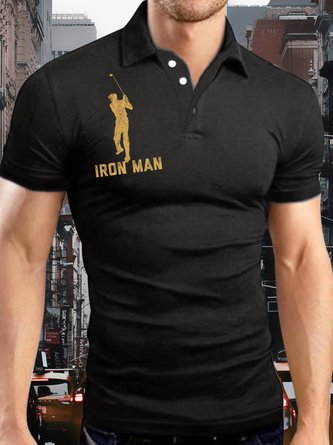 Men's Iron Man Golf Funny Graphic Print Urban Regular Fit Text Letters Polo Collar Polo Shirt