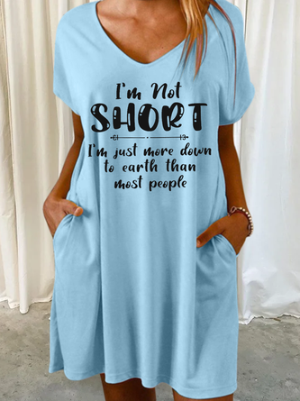 Women's Funny Word I'm Not Short Text Letters Casual Dress