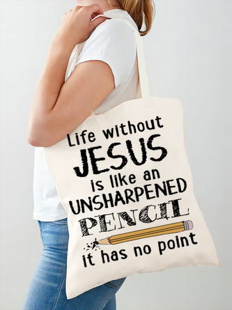 Women's Funny Letter Christian Life Without Jesus Is like  Shopping Tote