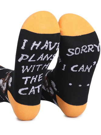 Cat Lover Animal Funny Letters Socks