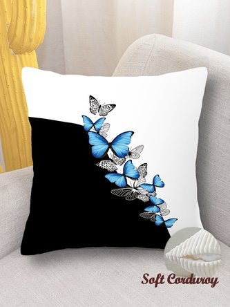 18*18 Throw Pillow Covers, Funny Butterflys Soft Corduroy Cushion Pillowcase Case For Living Room