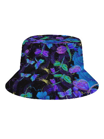 Dragonfly Print Bucket Hat Outdoor UV Protection