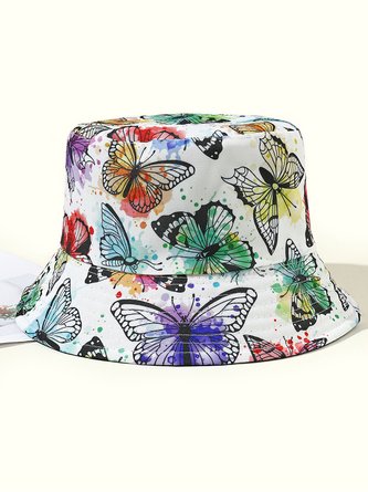 Butterfly Daisy Print Bucket Hat Outdoor UV Protection