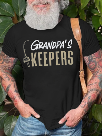 Men's Grandpa's Keepers Funny Graphic Printing Text Letters Casual Cotton T-Shirt
