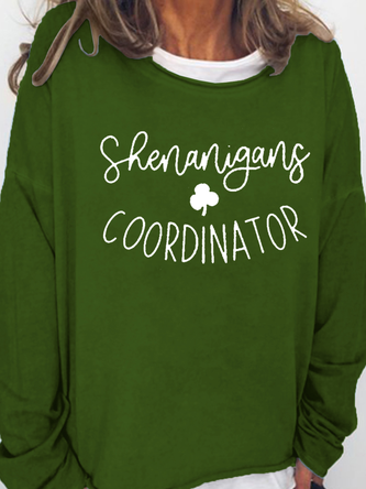 Women's Shenanigans Coordinator St. Patrick's Day Casual Long Sleeve Crewneck Sweatshirt