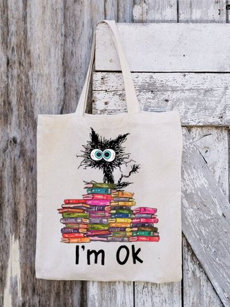 Women's Cats I'm Ok Funny Books Reading Love Cats Shopping Tote