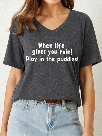Lilicloth X Kat8lyst When Life Gives You Rain Play In The Puddles Women's V Neck T-Shirt