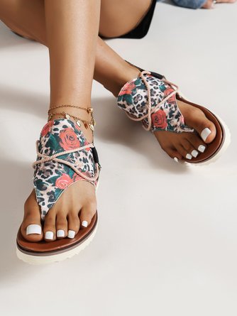 Women's Floral Print Flip-flops Thong Sandals