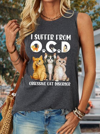 I Suffer From Ocd Obsessive Cat Disorder Women's Crew Neck Tank Top