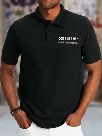 Men's Do Not Like Me Problem Solved Funny Graphic Printing Casual Regular Fit Text Letters Polo Shirt