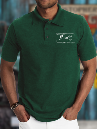 Men's May The (F=m*dv/dt) Be with You Funny Graphic Printing Polo Collar Casual Text Letters Polo Shirt