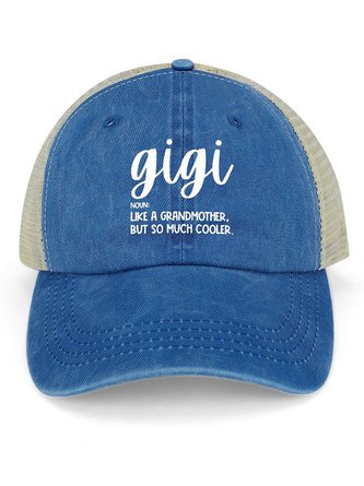 Women's Gigi Like A Grandmather But So Much Cooler Funny Graphic Printing Casual Text Letters Distressed Hole Washed Cap