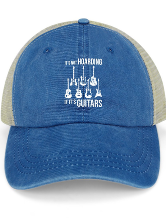 Men's It Is Not Hoarding If It’S Guitars Funny Graphic Print Casual Text Letters Distressed Hole Washed Cap