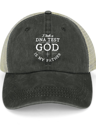 Men's God Father Letters Distressed Hole Washed Cap